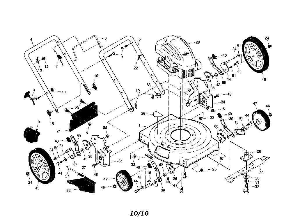 Rotary mower Diagram and Parts List for 96112009300  Weed Eater Lawn Mower